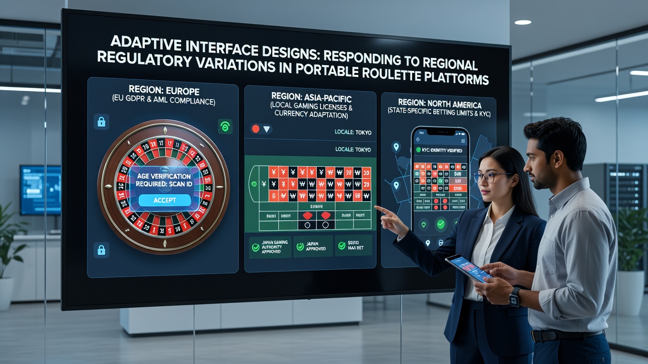 Developer reviewing adaptive code modules for roulette platform compliance across regions