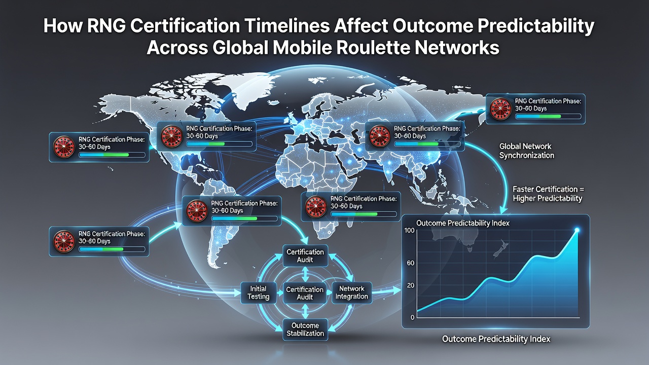 Diagram showing RNG certification workflow across international mobile gaming platforms