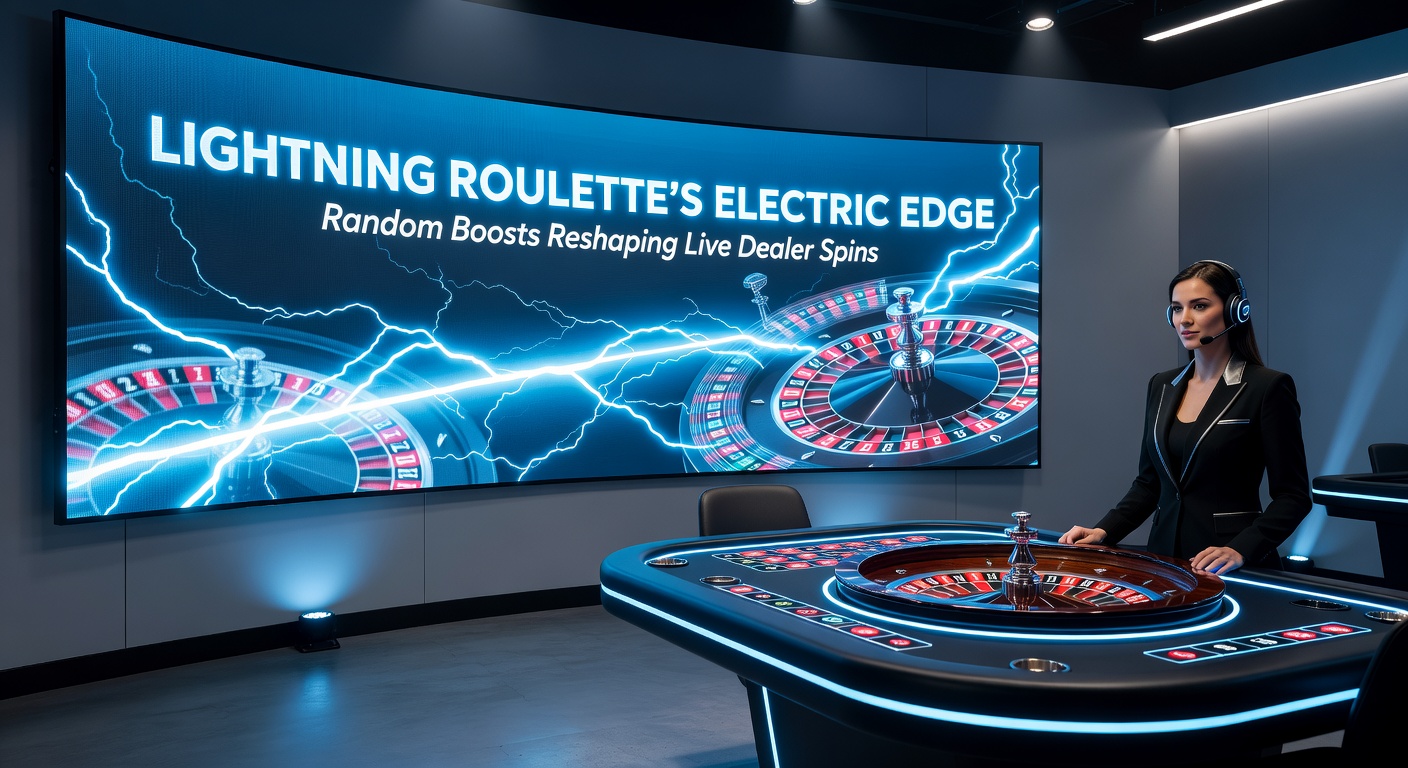Vibrant live dealer table in Lightning Roulette with lightning bolt multipliers flashing on selected numbers