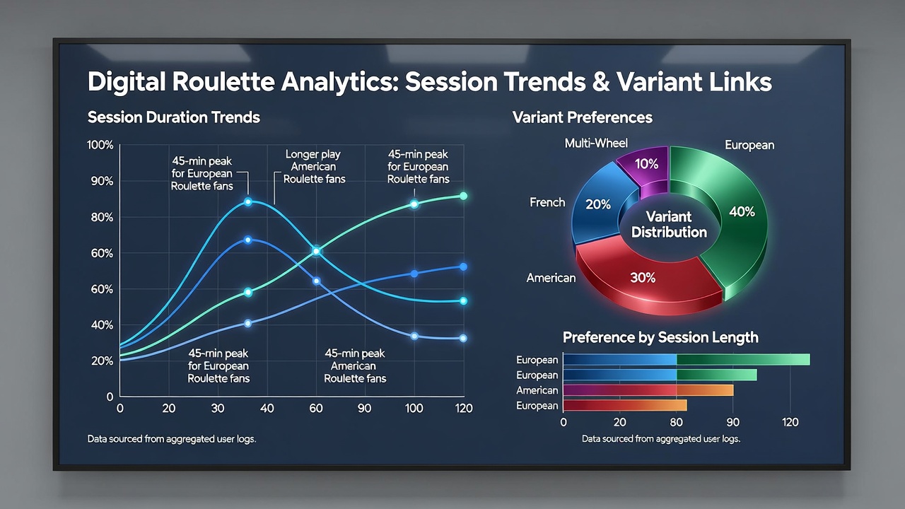 Heatmap visualization of roulette variant selections correlated with session length data from worldwide platforms
