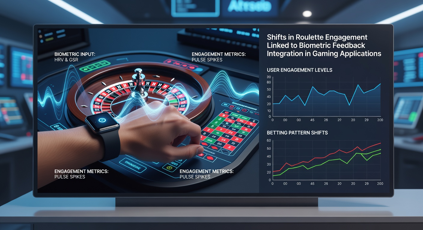 Close-up of a tablet screen showing roulette layout with overlaid biometric indicators and player engagement graphs